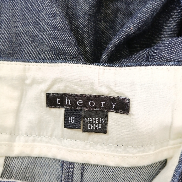 Theory Cuffed Dark Denim Shorts Pleated - Picture 4 of 7